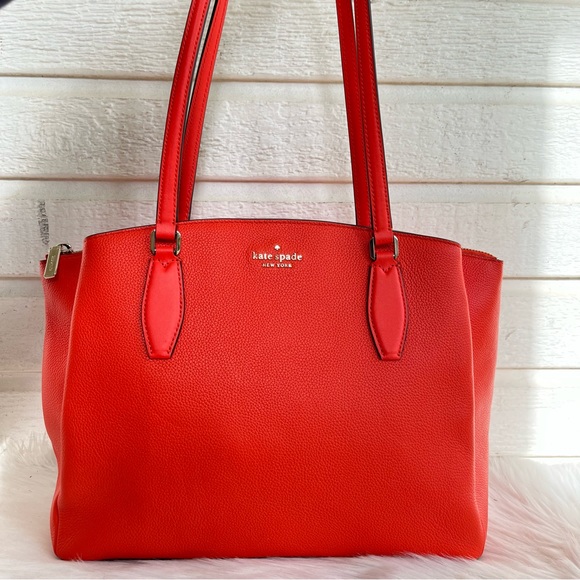 kate spade Bags Kate Spade Orange Leather Large Shoulder Bag Tote